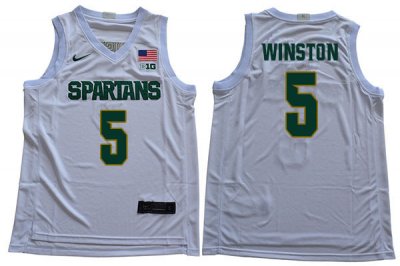 Men Michigan State Spartans NCAA #5 Cassius Winston White Authentic Nike Stitched College Basketball Jersey MQ32V66BO